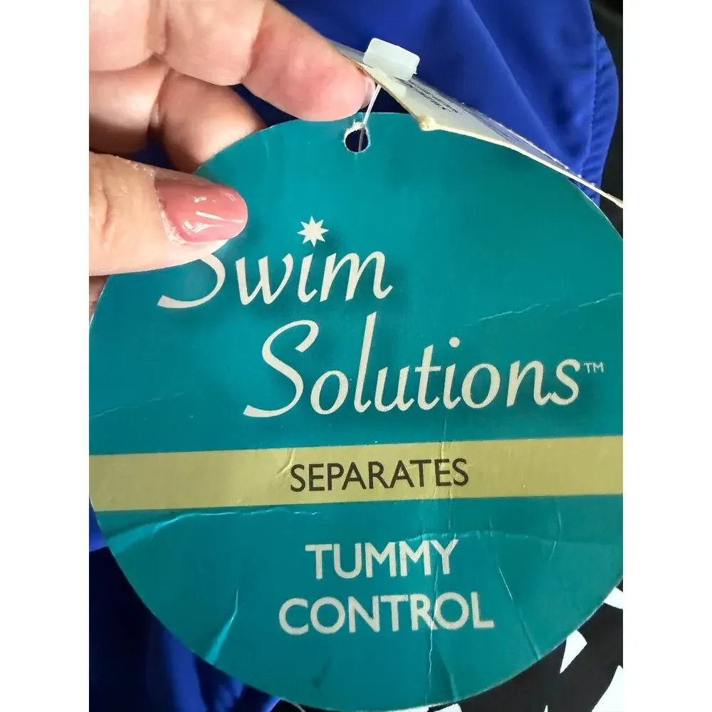 Swim Solutions Tummy Control Women's High Waist Swim Brief Bottom Sz 16 Blue - Picture 6 of 7